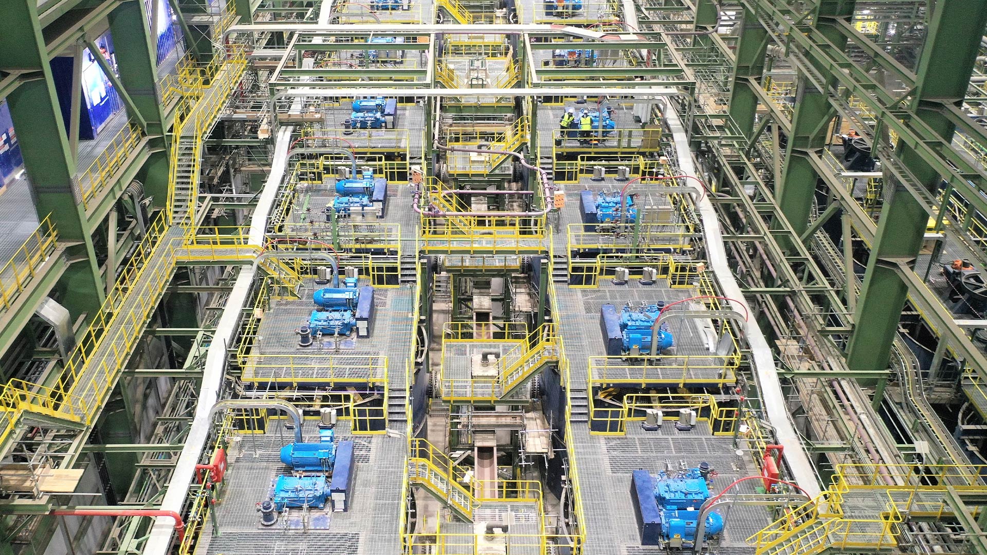 Aerial view of indoor facilities with sulphide concentrator. 